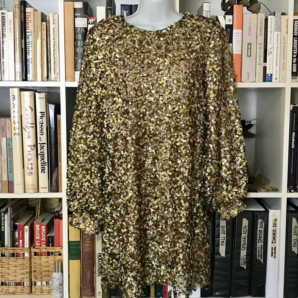 NWT Zara Sequin Puff-Sleeve Mini Dress